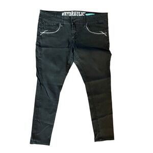 Hydraulic Bailey Low Rise Skinny Jeans Black Embroidered Studded Womens 17/18